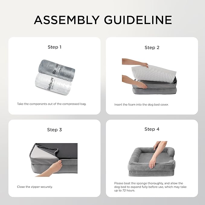 Bedsure Orthopedic Dog Beds for Small Dogs - Washable Small Dog Cat Bed Waterproof, Comfort Pet Couch Sofa with Washable Removable Cover, Pets Bed with Nonskid Bottom, Grey, 24"