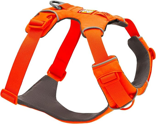 Ruffwear, Front Range Dog Harness, Reflective Soft Padded Everyday Harness with Dual Leash Clips, Adjustable and Lightweight Fit for Training or Walking for All Dogs, Blaze Orange, Large/X-Large