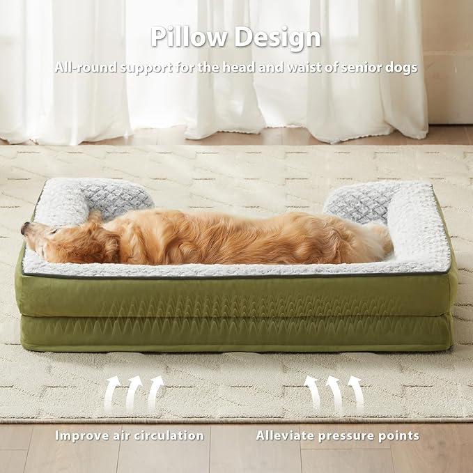 Orthopedic Dog Bed for Large Dogs, Egg Crate Foam Bed for Large Dogs, Equipped with Removable Waterproof Pillow Cover and Anti-Slip Bottom, Pet Bed