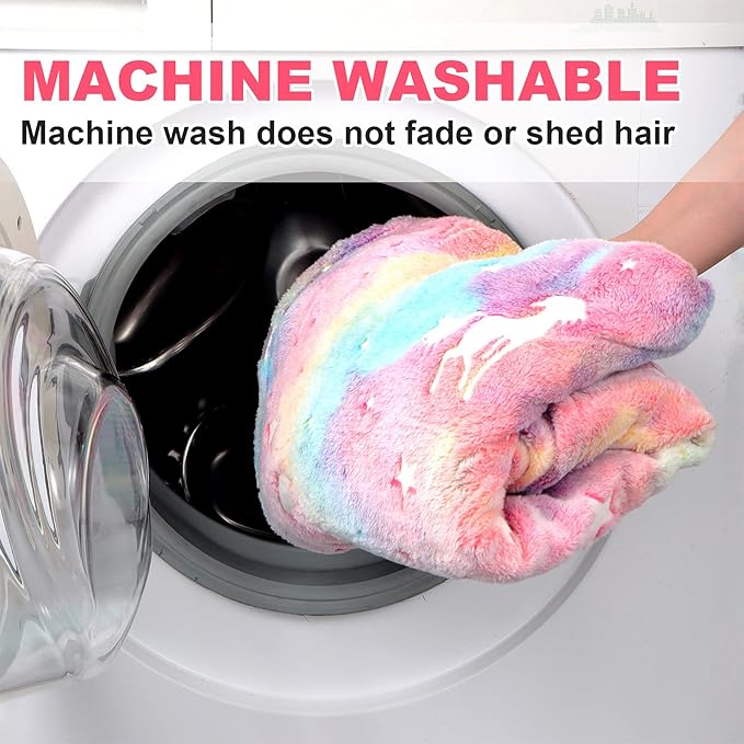 Glow in The Dark Blanket Unicorns Gifts for Girls,Toys for 2 3 4 5 6 7 8 9 10 Year Old Girl Gifts,Soft Kids Blankets for Christmas Halloween Birthday Valentines Gifts,60"x80"