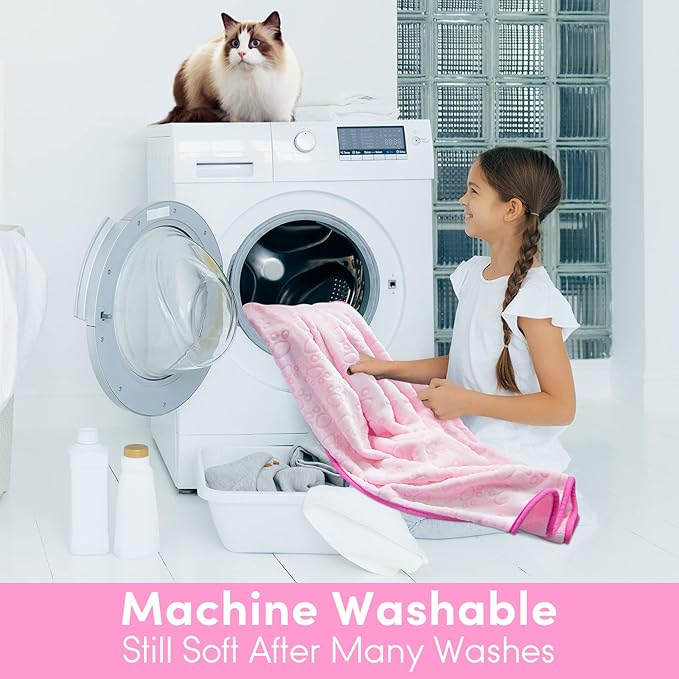 Pink Cat Blanket for Kitten Beds, Flannel Pink Stuff Cute Paw Print, 24 * 32 inches Dog Girls Blanket, Puppy Ragdoll Kitten Necessities