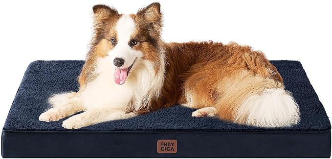 EHEYCIGA Orthopedic XL Dog Beds for Extra Large Dogs with Removable Washable Cover for Crate, Navy, 41x27