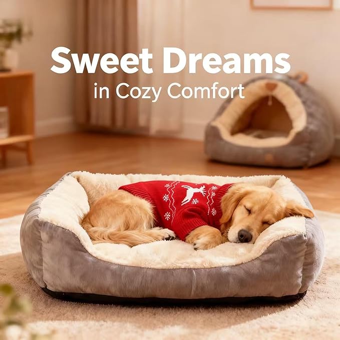 Christmas Medium/Large Dog Sweater, Warm Dog Winter Coat w/Sleeves & Leash Hole, Comfy Stretch Premium Dog Clothes for Golden Retriever-Best for Holidays, Daily Walks XXL Red