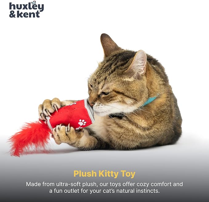 Huxley & Kent Plush Cat Toy - Interactive Catnip Toy for Cats & Kittens - Soft with Crinkle & Catnip - Fun Indoor Play - Lil' Pooper