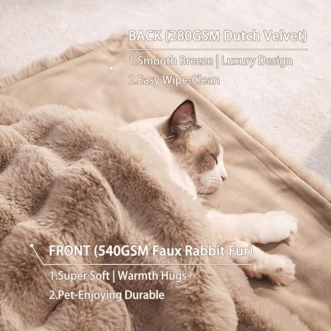 Dog Blanket Ultra Soft Fuzzy Faux Fur Cat Blankets for Indoor Cats Ultra Soft Plush Faux Fur Machine Washable Reversible Pet Throw Protector for Couch Furniture 39"X 30" Coffee