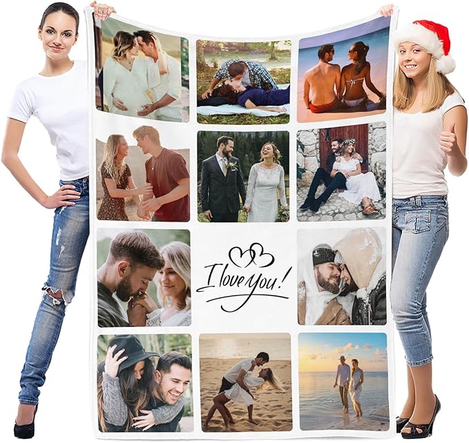 Personalized Blanket with Photo, Custom Photo Blanket, Customized Picture Blankets, Customizable Blankets, Personalized Anniversary Birthday Gifts for Women & Men