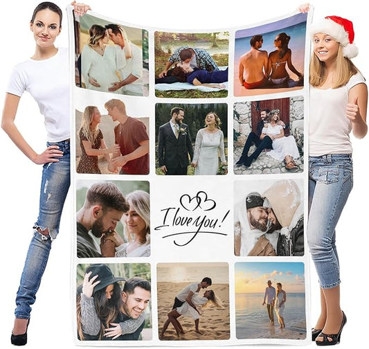 Personalized Blanket with Photo, Custom Photo Blanket, Customized Picture Blankets, Customizable Blankets, Personalized Anniversary Birthday Gifts for Women & Men