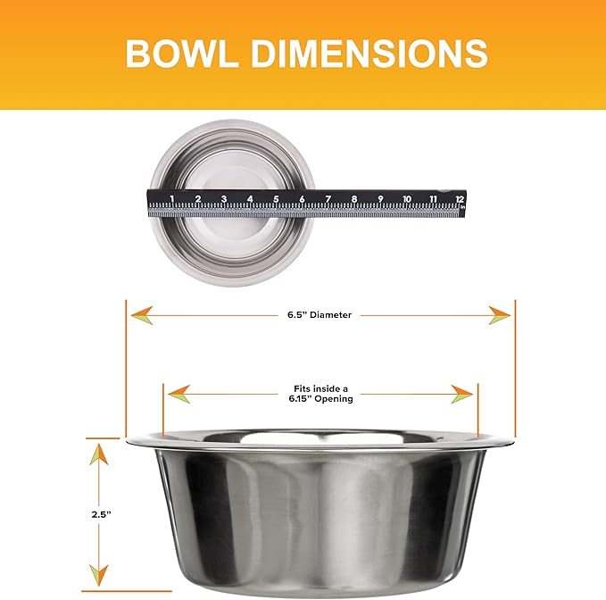 Neater Pet Brands 3.5 Cup (28 oz.) Stainless Steel Dog Bowls, 1 Single Neater Feeder Replacement Bowl (Medium Deluxe Model), Dog Food Bowl or Water Bowls, Dishwasher Safe Metal Dish for Medium Dogs