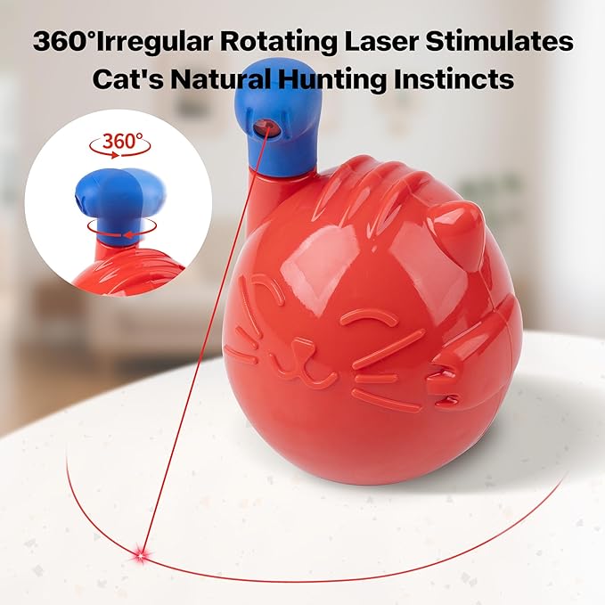 Pet Prime Automatic 360° Random Rotation Cat Laser Toy Rechargeable Interactive Cat Toy for Bored Indoor Cats/Kittens Self Play