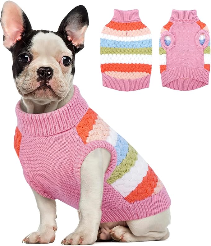 Kuoser Dog Sweater, Dog Sweaters for Medium Dogs Girl Boy, Classic Pet Knitted Sweatshirt Warm Pullover, Puppy Holiday Sweater Winter Clothes for Christmas Thanksgiving Outfit, Pink M