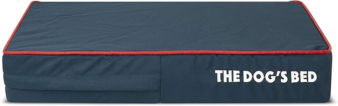 The Dog’s Bed Orthopedic Memory Foam Dog Bed, Small Blue/Red, Pain Relief for Arthritis, Hip & Elbow Dysplasia, Post Surgery, Lameness, Supportive, Calming, Waterproof Washable Cover