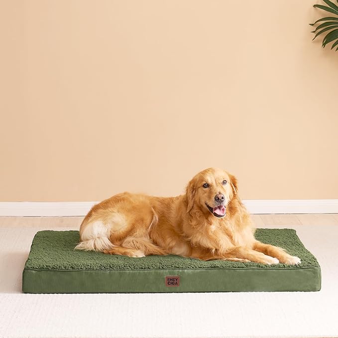 EHEYCIGA Orthopedic Foam Dog Bed, XXL, 47"L x 29"W x 3.5"Th, Dark Green