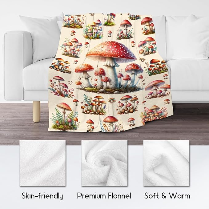 Kids Blankets Gifts Mushroom Blanket for Girls, 50"x60" Cozy Fleece Throw for Girls Daughter Teens Adults