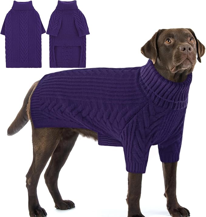 Dog Sweaters for Large Dog Girl Boy, Turtleneck Long Sleeve Knitted Pets Pullover Fall Winter Warm Solid Pull-on Pet Sweatshirt Rottweiler (RoyalBlue, 2XL)