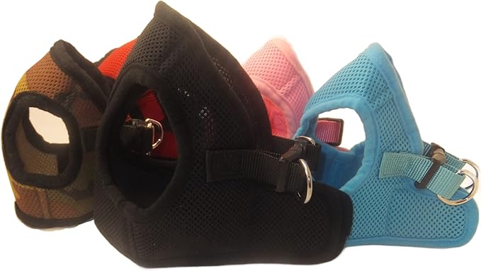 Soft No Pull Step-in Dog Harness Small Dog XXS XS Vest for Teacup, Chihuahua, Yorkie, Pomeranian Dog Harness Vest for Puppy Comfy Black Mesh for Puppies (LG 16"-17.5" 9-12 lbs)