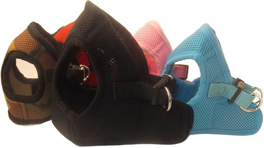 Soft No Pull Step-in Dog Harness Small Dog XXS XS Vest for Teacup, Chihuahua, Yorkie, Pomeranian Dog Harness Vest for Puppy Comfy Black Mesh for Puppies (LG 16"-17.5" 9-12 lbs)