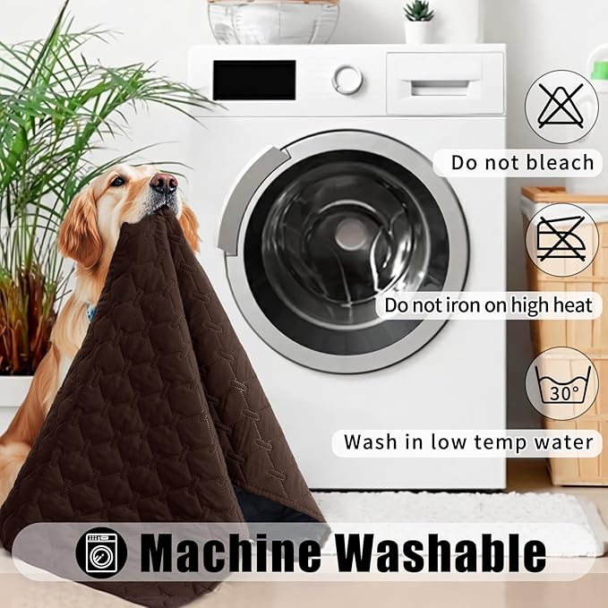 Smiry Waterproof Dog Bed Cover Blanket, Soft Reversible Pet Blanket, Washable Leakproof Cats Dogs Couch Cover for Sofa, Couch, Furniture (30x70 Inch, Chocolate/Dark Grey)