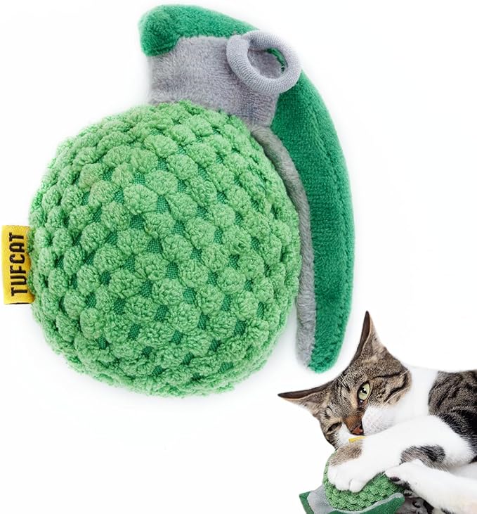 Cat Toy Grenade, Cat Toys for Indoor Cats, Kitten Toys, Catnip Toys for Cats of All Breeds, Action Themed Fun for Kicking, Biting, Chewing (Grenade, 1-Pack)