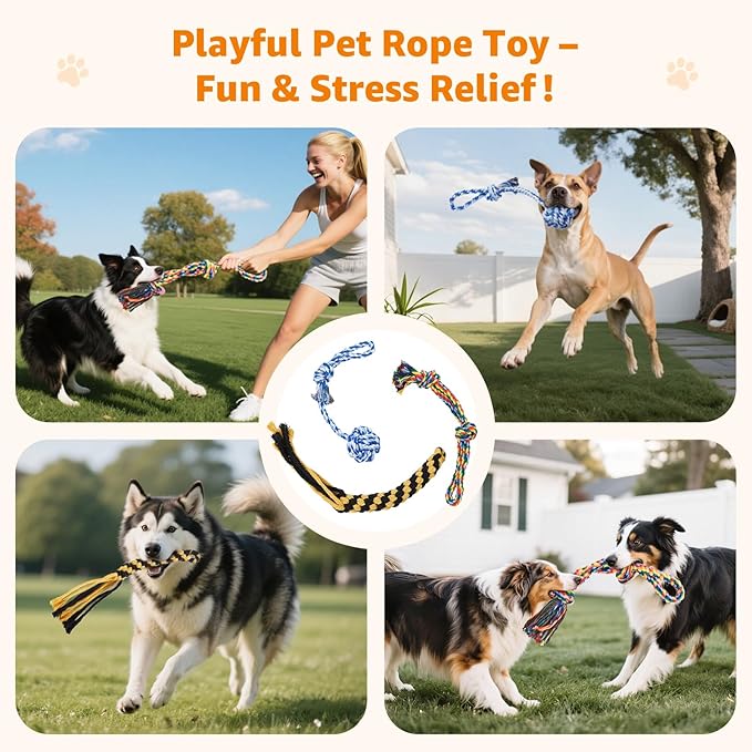Dog Rope Toys for Aggressive Chewers - Heavy Duty 3 Packs Indestructible Cotton Dog Chew Toys for Small Medium Breed - Exercise Interactive Tug of War Dog Toy for Boredom, Teeth Clean(Mix Colors)