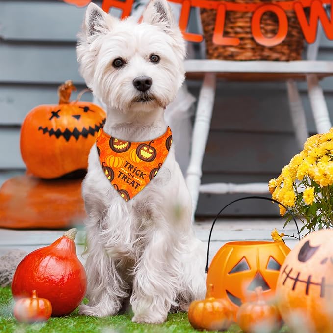 Preboun 50 Pcs Halloween Dog Bandanas Bulk Pumpkin Ghost Bandanas for Dogs Colorful Triangle Kerchief Bibs Scarf Set for Pet Costume Photo Props Accessories Pet Shops, 25 Styles (19.7 x 13.8 x 13.8)