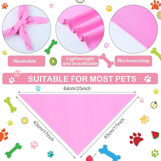 Frienda 12 Pcs Plain Dog Bandanas Blank Puppy Adjustable Triangle Solid Color Dog Bandanas Multicolor Puppy Scarf Heat Transfer Washable Handkerchief(64 x 43 x 43 cm,Vivid Color)