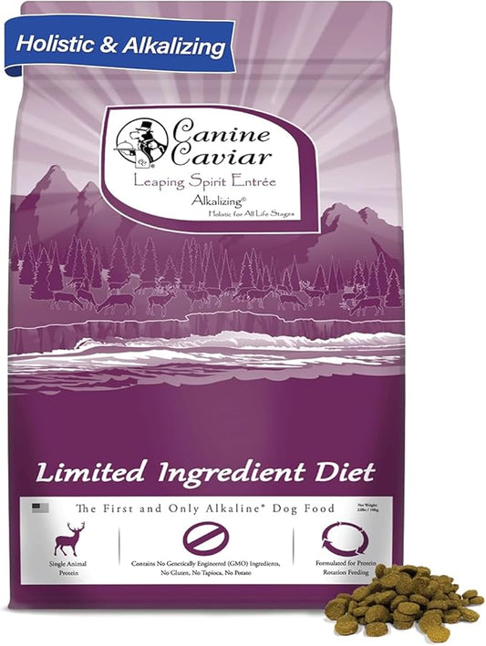 Canine Caviar - Leaping Spirit: Venison & Pearl Millet Alkaline Dry Dog Food, Limited Ingredients, Gluten-Free, Based on Science & Research, Veterinary Alternative Diet (11 Pound Bag)