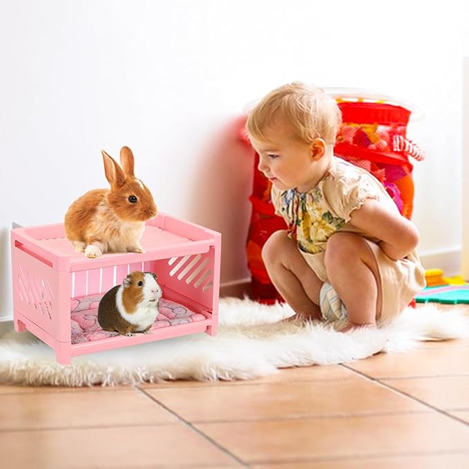 Grddaef Guinea Pig Bed, Small Animal Bunk Bed Guinea Pig Hideout Sleeping Bed for Chinchilla Hamster Rat