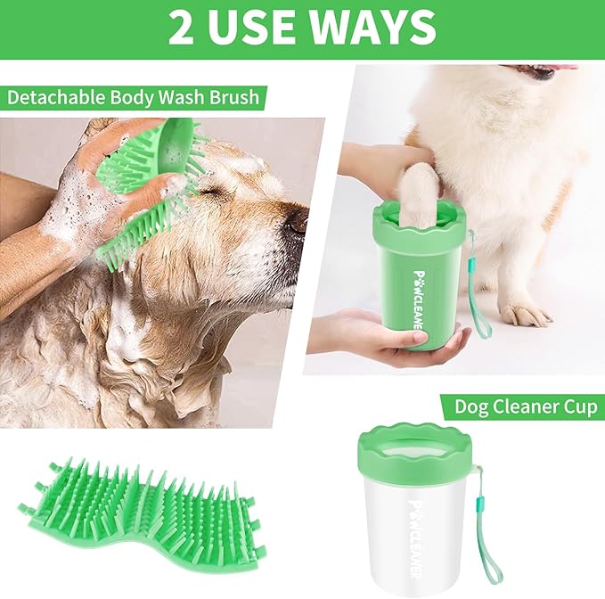 Dog Paw Cleaner, Washer, Muddy Pet Foot Cleaner for Small Medium Large Breed Dogs/Cats (with 3 absorbent towel) (Light Green, Medium)