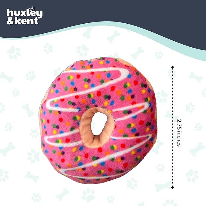 Huxley & Kent Plush Cat Toy - Interactive Catnip Toy for Cats & Kittens - Soft with Crinkle & Catnip - Fun Indoor Play - Strawberry Donut