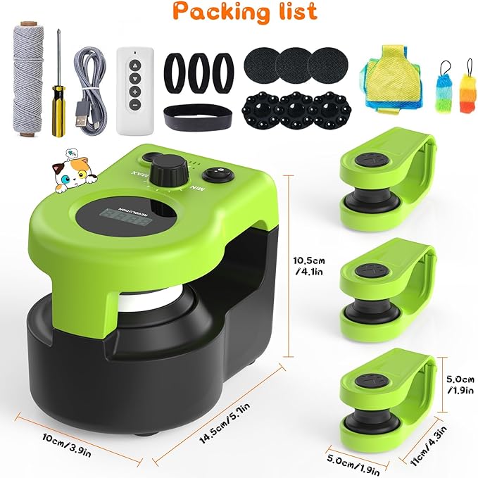 Interactive Cat Toy for Indoor - Automatic Cat Treadmill with Remote Control, 3 Speeds, Quiet Motor | Indoor Chase Hunting Feather Cat Gift for Fitness, Playtime & Energy Release (Green)