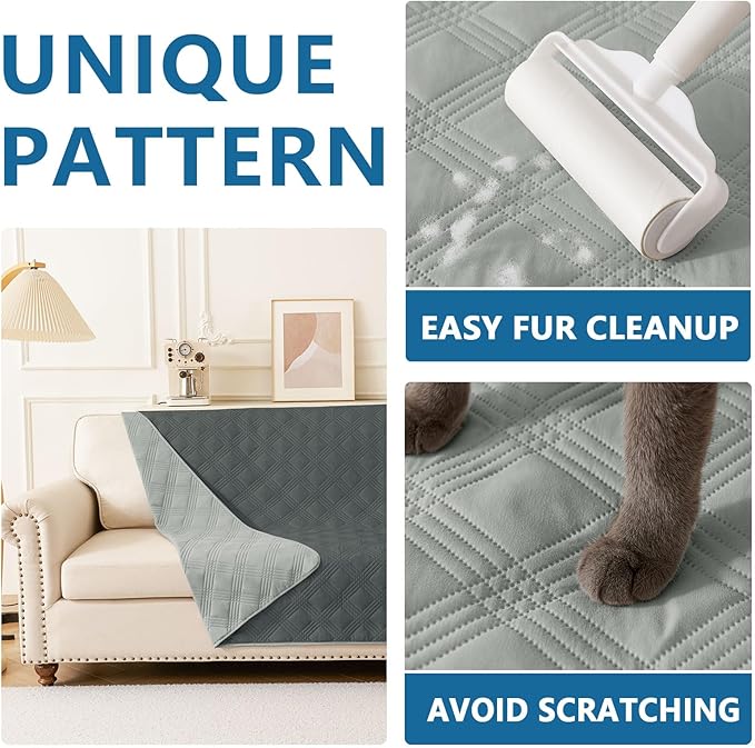 hyha Waterproof Dog Blanket, Reversible Pet Bed Blanket, Soft Sofa Couch Cover for Dogs Washable, Waterproof Pet Couch Covers for Sofa Puppy Cats Furniture Protector(30"x53", Grey/Dark Grey)