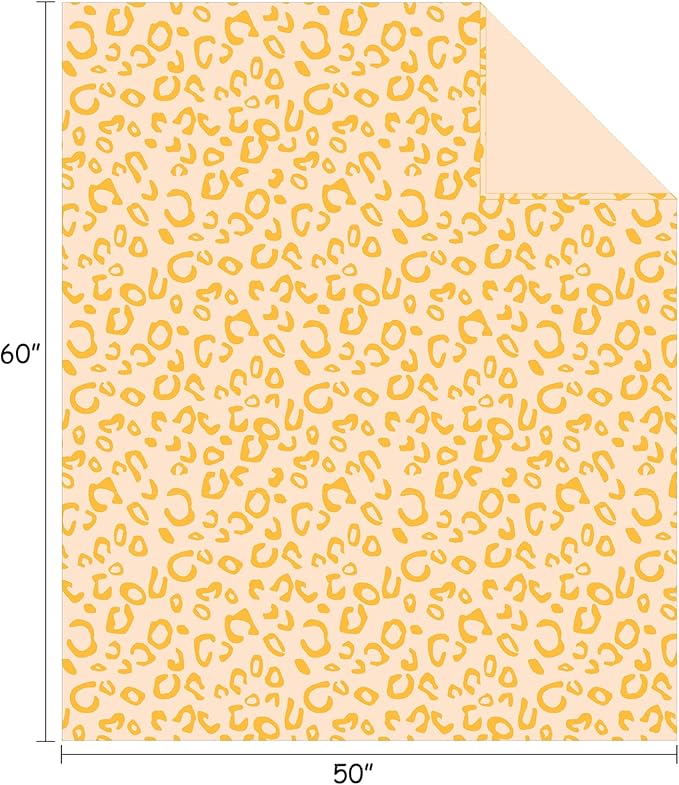 FY FIBER HOUSE Flannel Fleece Leopard Print Throw Blanket Super Soft Lightweight Fluffy Throw for Couch, 50"X60",Yellow