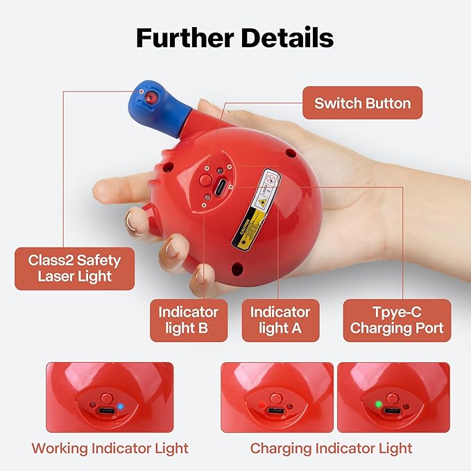 Pet Prime Automatic 360° Random Rotation Cat Laser Toy Rechargeable Interactive Cat Toy for Bored Indoor Cats/Kittens Self Play