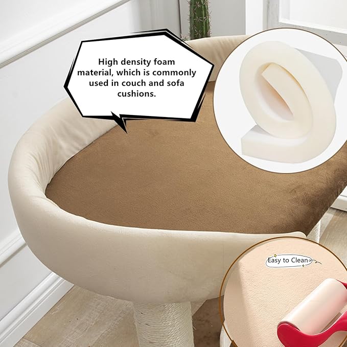 SHENGOCASE Modern Cat Tree Tower with Extra Large Platform Perch Bed for Maine Coon and Big Couch Sofa for Multiple Cats