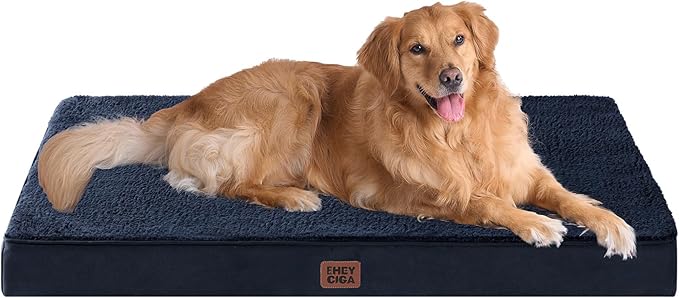 EHEYCIGA Orthopedic XL Dog Beds for Extra Large Dogs with Removable Washable Cover, Navy, 44x32