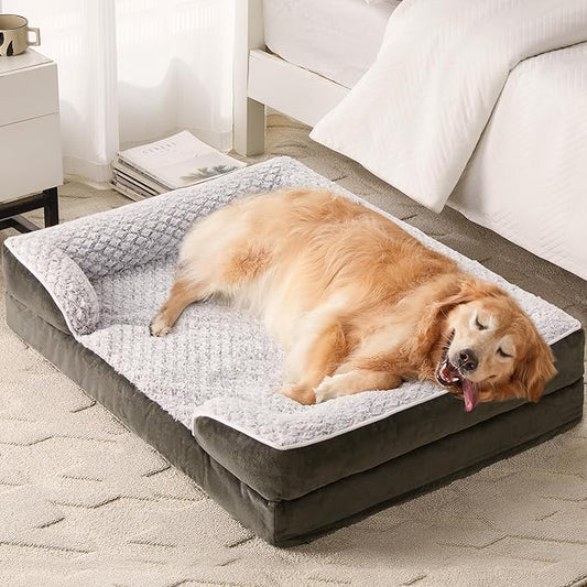 Orthopedic Dog Bed for Extra Large Dogs, Egg Crate Foam Bed for Extra Large Dogs, Equipped with Removable Waterproof Pillow Cover and Anti-Slip Bottom, Pet Bed