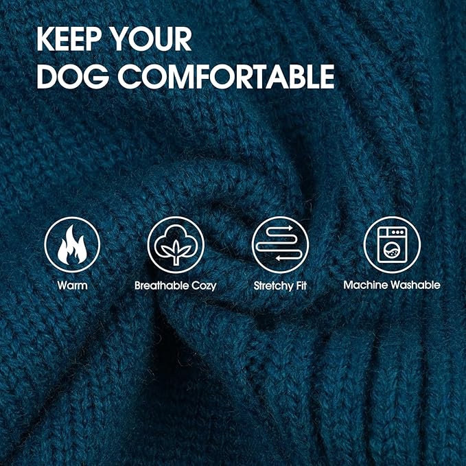 IECOii XL Dog Sweater,Winter Doggy Clothes for Large Dogs Girl Boy,Warm Pullover Soft Dog Sweater Turtleneck,Lightweight & Good Stretch for Active Dogs Like Beagle,Border Collie (Peacock Blue,XLarge)