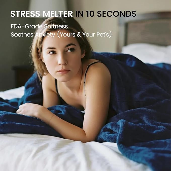 gogobunny Waterproof Bed Blanket, Reversible Sherpa Fleece Throw Blanket for Dog Puppy Cat, Furniture Cover Protects Bed Couch Sofa from Liquid Pee and Pet Fur (Navy Blue, 60x80 inches)