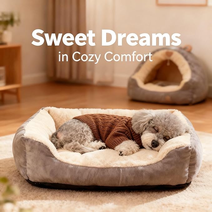 Small/Medium Dog Sweater, Warm Dog Winter Coat w/Sleeves, Comfortable High Neck Premium Dog Clothes for Mini Poodle-Best for Holidays, Daily Walks S Brown