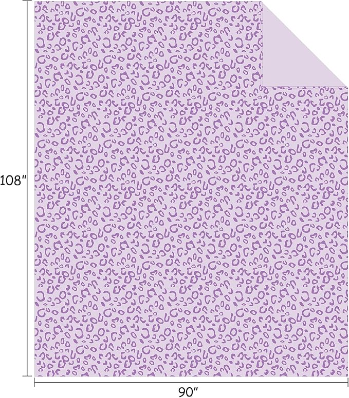 FY FIBER HOUSE Flannel Fleece Throw Microfiber Blanket with 3D Cheetah Print, 90"X108", Purple