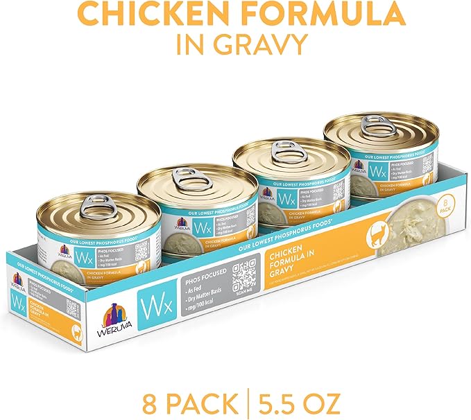 Weruva Wx Phos Focused Chicken Formula in Gravy 5.5oz Can, Pack of 8
