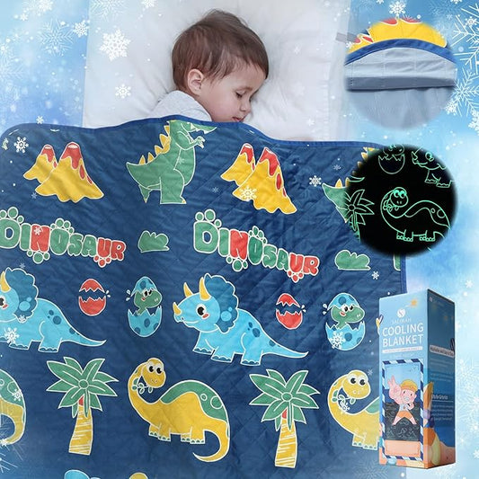 Cooling Blanket for Hot Sleepers,Glow in The Dark Dinosaur Blanket Girls Toys for 1-10 Year Old Boys Girls Gifts,Q-Max>0.4 Arc-Chill Cooling Fiber,Dino Soft Summer Blankets for Boys Girl,50x60In