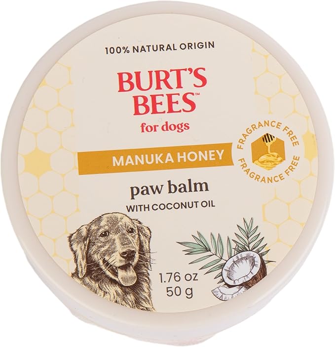 BURT'S BEES FOR PETS Paw Balm for Dogs with Manuka Honey and Coconut Oil, Soothes Dry Dog Paws, Naturally Derived Ingredients, 1.76 Oz