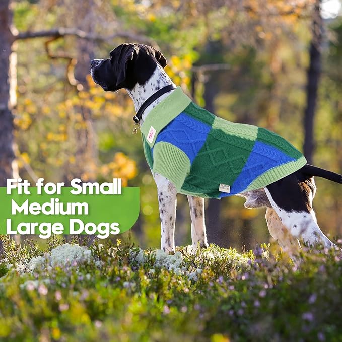 Pullover Dog Sweater,Half Chest Lapel Design Pet Sweaters for Dogs Boys or Girls,Pet Knitted Dog Clothes,Pet Clothing,Suitable for Various Sizes or Breeds Dogs Sweaters(Green Group XL)