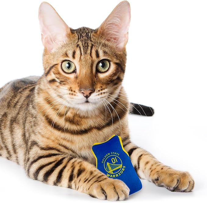 Best Plush CAT Toy: NBA Golden State Warriors Complete Set of 3 Piece Cat Toys Filled with Fresh Catnip. Includes: 1 Jersey Cat Toy, 1 Basketball Cat Toy with Feathers & 1#1 Fan Cat Toy. in Team Logo