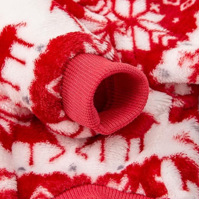 POMIU Dog Sweater, Dog Sweaters for Small Medium Dogs or Cat, Warm Soft Flannel Pet Clothes for Dogs Girl or Boy, Dog Shirt Coat Jacket (Xmas Red+Xmas White, Medium)