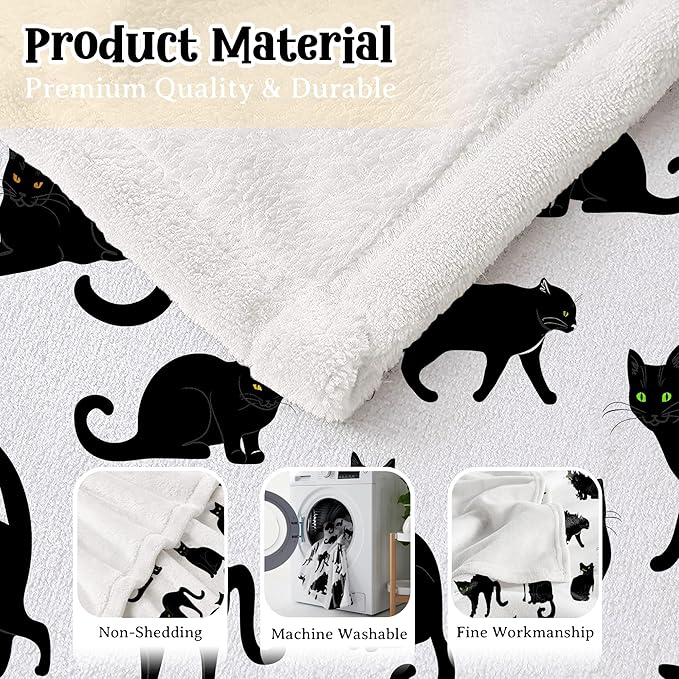 Black Cats Blanket Throw Super Soft and Cozy Blankets for Home Decoration, Couch, Bed, Sofa 40"x30" Extra Small for Pets for All Seasons