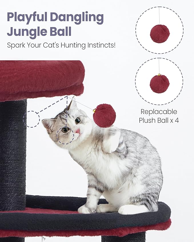 Cat Tree Tower for Indoor Cats Large Adult - Heavy Duty Extra Wide Maine Coon Condo House with Hammock Scratching Post Tunnel - 60 Inch XL Feline Bed Condos Trees - Big Multi Level Cat Houses Stand