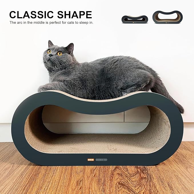 TTCAT Cat Scratching Pad, 2 in 1 Corrugated Cardboard Cat Scratcher Lounge for Indoor Cats, Durable Cat Scratching Board Reversible with Catnip for Furniture Protection.