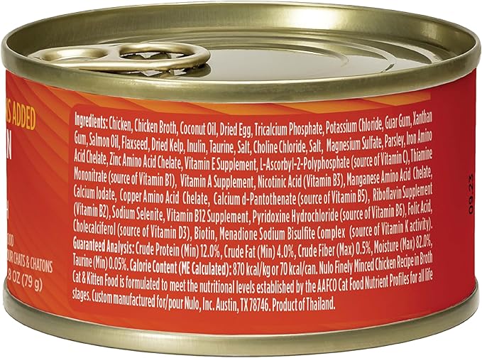 Nulo Finely Minced Chicken Flavor Wet Canned Cat Food, 2.8 Ounce (Pack of 12)